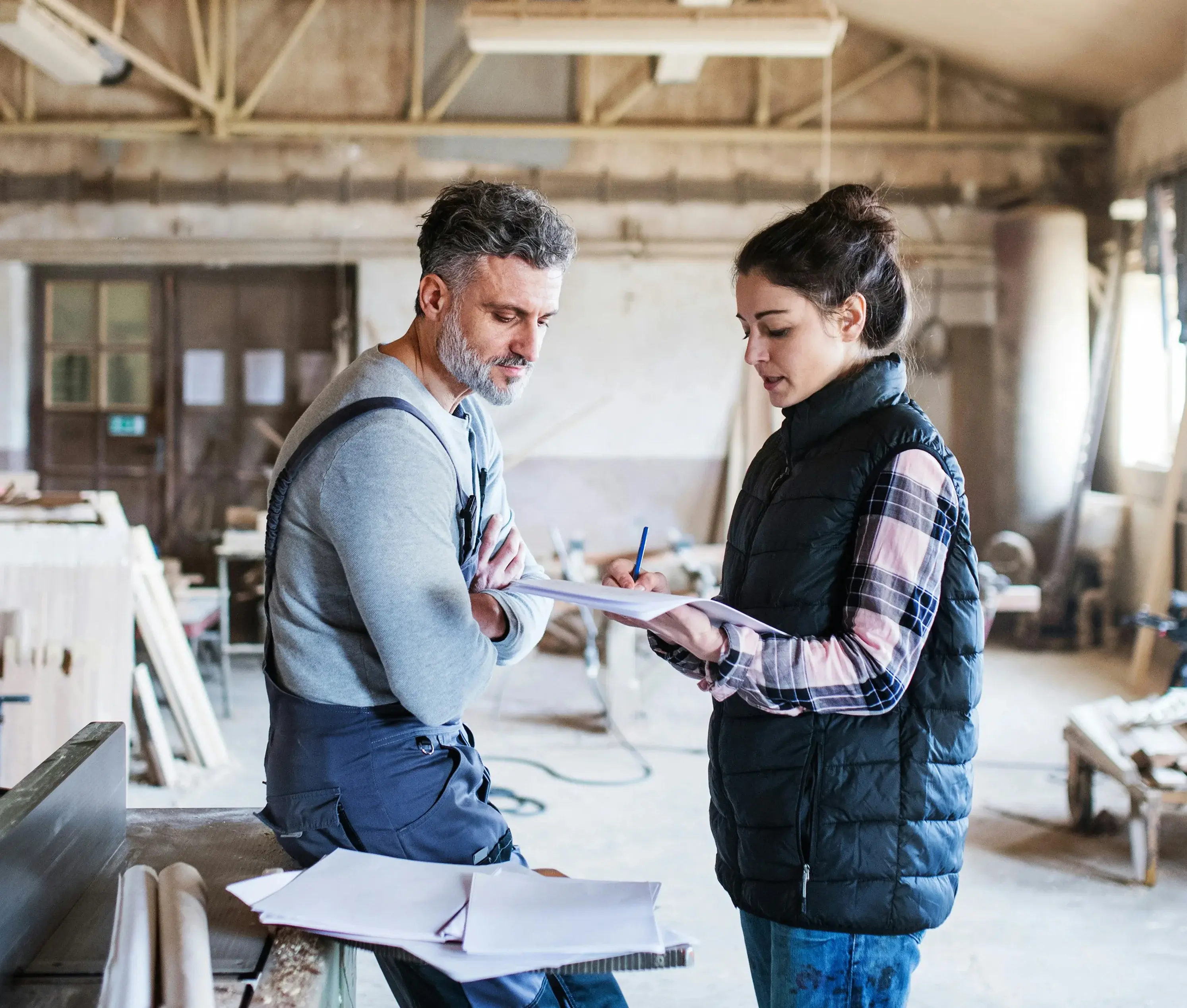 Climate-controlled warehouse storing hardwood flooring
