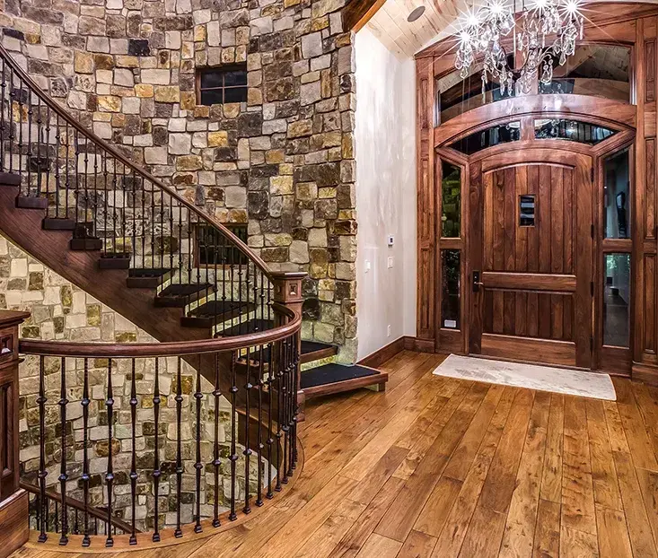 Hardwood flooring packaged and loaded for delivery